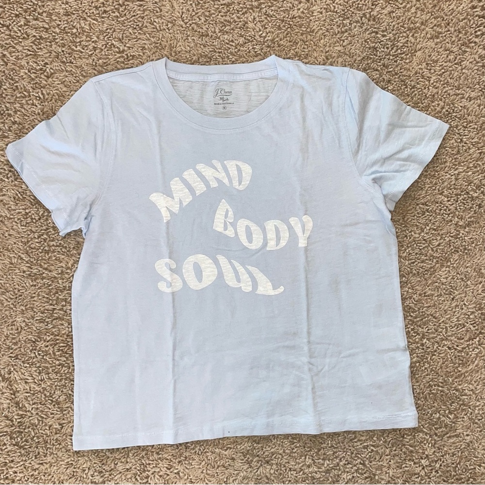 J Crew Vintage Cotton "Mind, Body, Soul" T-Shirt Size Medium